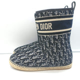 Christian Dior Granville Shearling Espadrille Boots Navy Velvet Oblique Size 39
