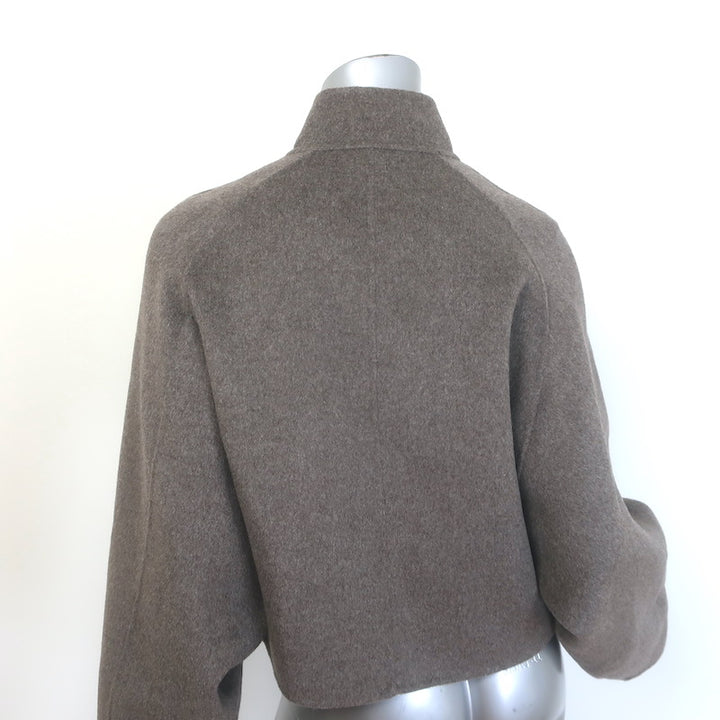 Loulou de Saison Nyma Wide-Sleeve Crop Jacket Taupe Wool-Cashmere Felt Size 34
