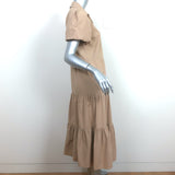 Brochu Walker Havana Tiered Shirtdress Sahara Size Small Puff Sleeve Midi Dress