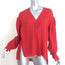 Magda Butrym Camas Wrap Blouse Red Silk Size US 6 Draped Sleeve Top