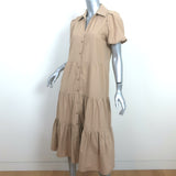 Brochu Walker Havana Tiered Shirtdress Sahara Size Small Puff Sleeve Midi Dress