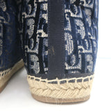 Christian Dior Granville Shearling Espadrille Boots Navy Velvet Oblique Size 39