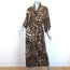 Natori Luxe Leopard Long Robe Brown Satin Size Small NEW