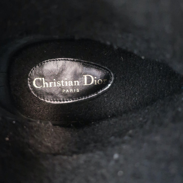 Christian Dior Granville Shearling Espadrille Boots Navy Velvet Oblique Size 39