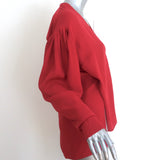 Magda Butrym Camas Wrap Blouse Red Silk Size US 6 Draped Sleeve Top