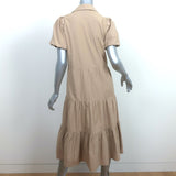 Brochu Walker Havana Tiered Shirtdress Sahara Size Small Puff Sleeve Midi Dress