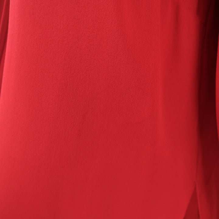 Magda Butrym Camas Wrap Blouse Red Silk Size US 6 Draped Sleeve Top