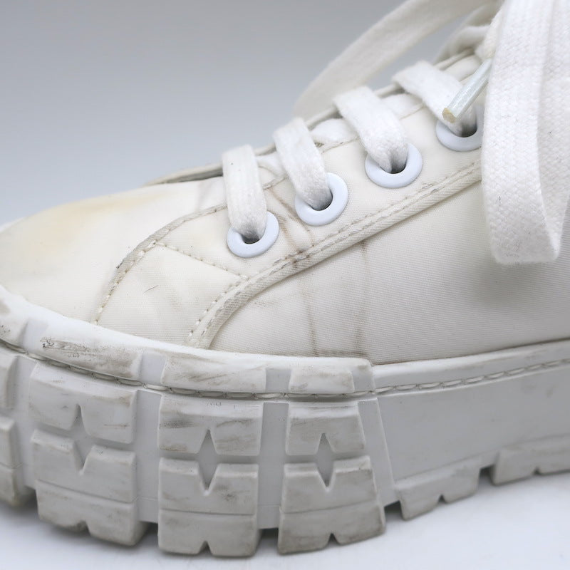 Prada Re-Nylon Double Wheel Platform Low-Top Sneakers White Size 39