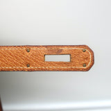 Vintage Hermes Kelly Retourne 32 Bag Olive Canvas & Gold Peau Porc Leather Trim