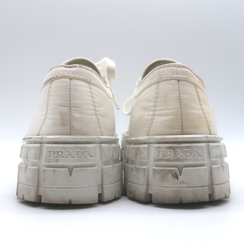 Prada Re-Nylon Double Wheel Platform Low-Top Sneakers White Size 39