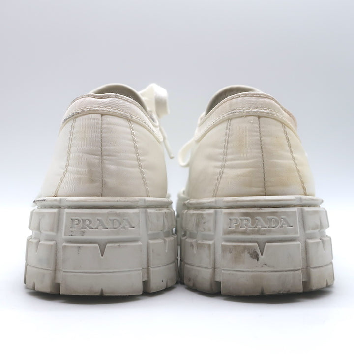 Prada Re-Nylon Double Wheel Platform Low-Top Sneakers White Size 39