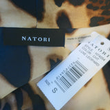 Natori Luxe Leopard Long Robe Brown Satin Size Small NEW