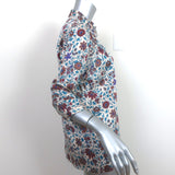 Gerard Darel Blouse Cream/Multi Floral Print Satin Size 38 Ruffled Neck Top