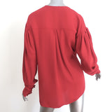 Magda Butrym Camas Wrap Blouse Red Silk Size US 6 Draped Sleeve Top