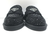 Prada Crystal Loafer Mules Black Satin Size 37