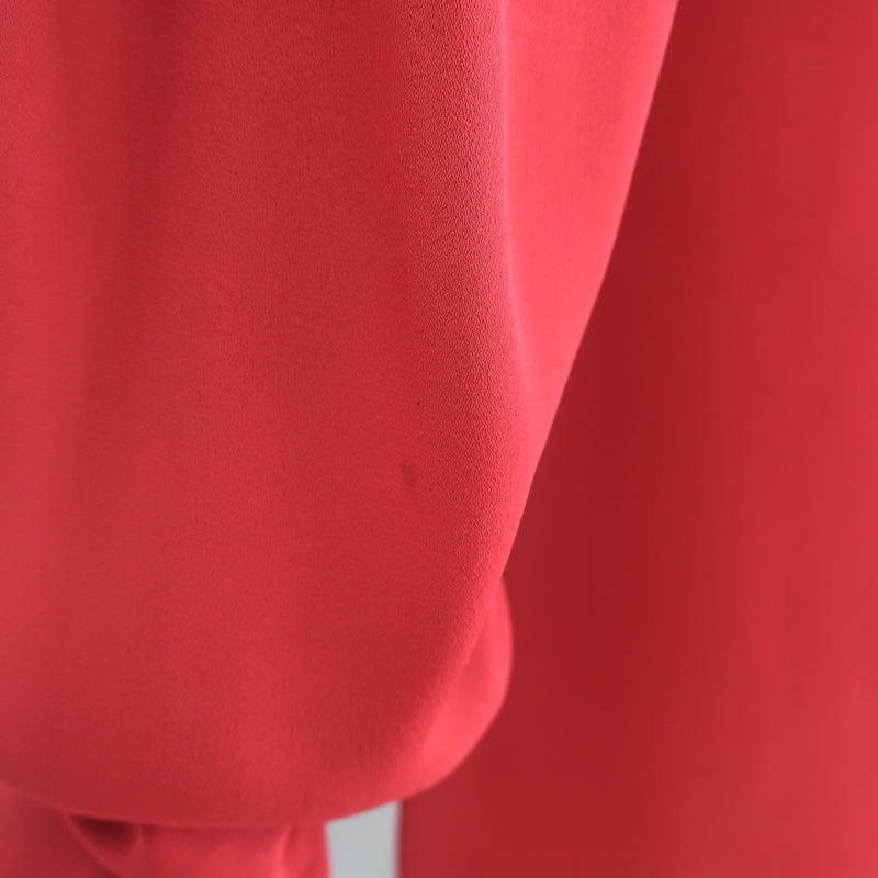 Magda Butrym Camas Wrap Blouse Red Silk Size US 6 Draped Sleeve Top