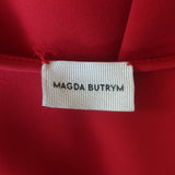 Magda Butrym Camas Wrap Blouse Red Silk Size US 6 Draped Sleeve Top