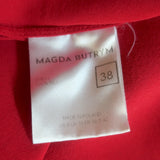 Magda Butrym Camas Wrap Blouse Red Silk Size US 6 Draped Sleeve Top