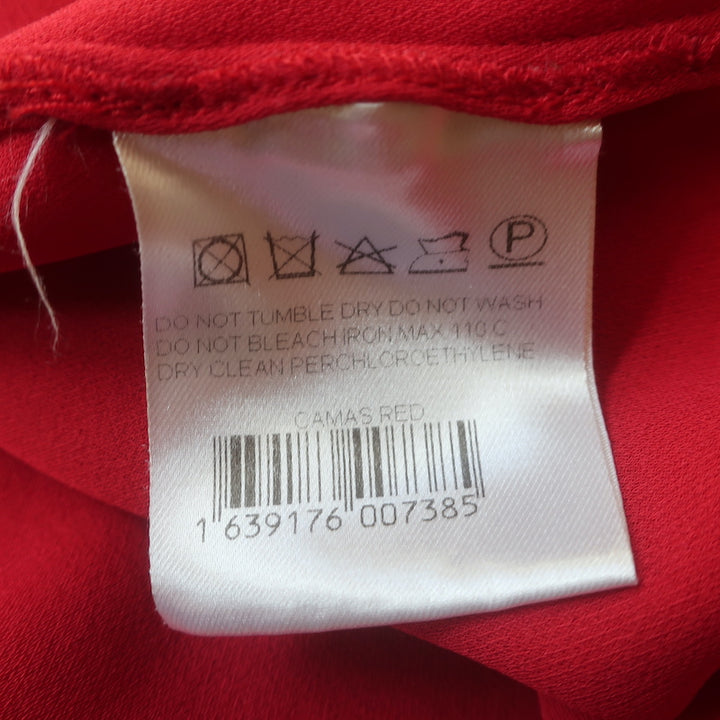 Magda Butrym Camas Wrap Blouse Red Silk Size US 6 Draped Sleeve Top