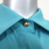 Max Mara Cuneo Tie-Waist Shirt Blue Cotton Poplin Size 6 Peplum Top