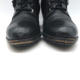 Valentino Floral Applique Combat Boots Black Leather Size 39.5