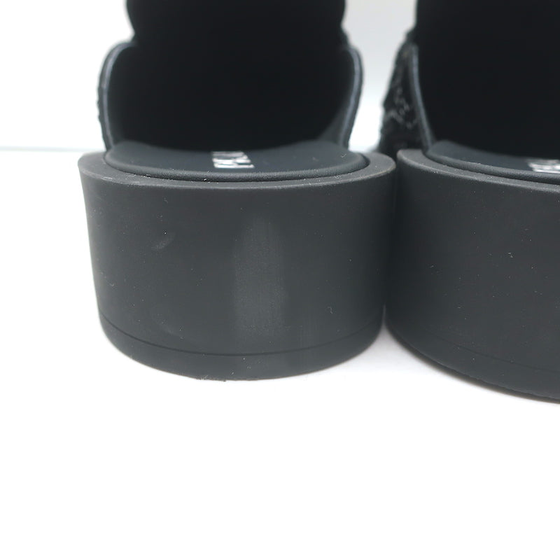 Prada Crystal Loafer Mules Black Satin Size 37