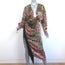 Zara Fringed Plunge Midi Dress Multicolor Printed Satin Size Small