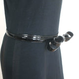 Valentino Skinny Bow Belt Black Patent Leather Size 90 US 36