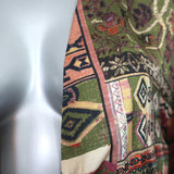 Zara Fringed Plunge Midi Dress Multicolor Printed Satin Size Small