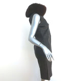 Prada Leather Sheath Dress with Removable Fur Collar Dark Brown Size 44