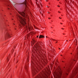 Alaia Raffia-Fringe Tiered Midi Dress Red Size 40