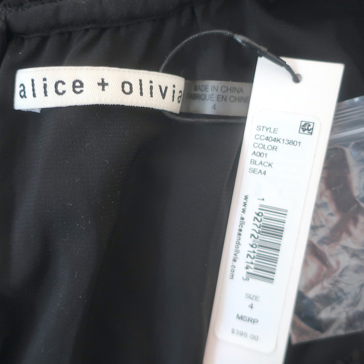 Alice + Olivia Gracie Ruffled Eyelet-Embroidered Romper Black Size 4 NEW
