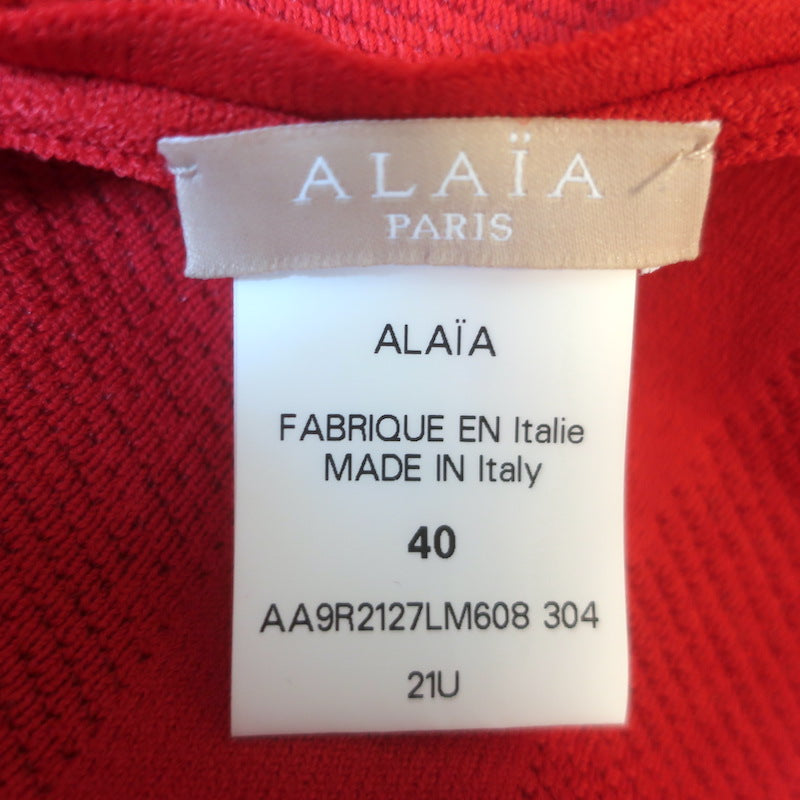 Alaia Raffia-Fringe Tiered Midi Dress Red Size 40