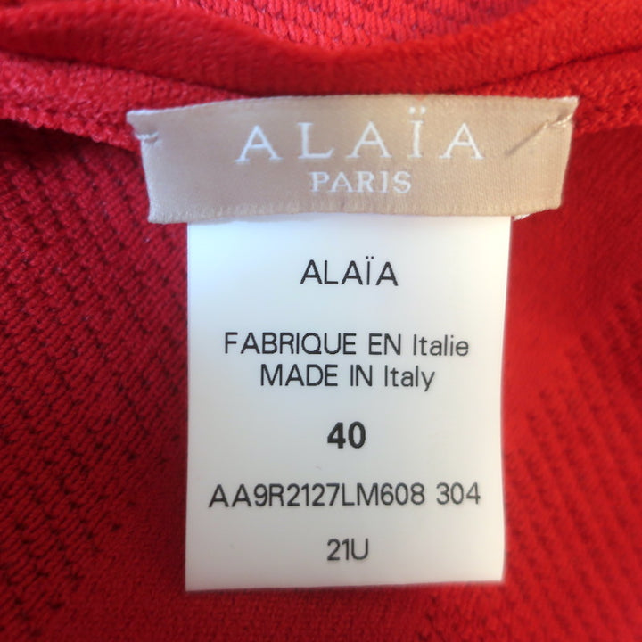 Alaia Raffia-Fringe Tiered Midi Dress Red Size 40