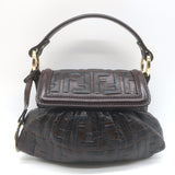 Fendi FF Zucca-Embossed Mini Chef Bag Dark Brown Leather