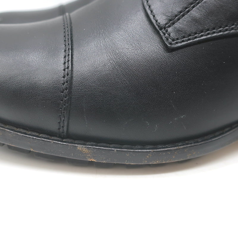 Valentino Floral Applique Combat Boots Black Leather Size 39.5