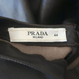Prada Leather Sheath Dress with Removable Fur Collar Dark Brown Size 44