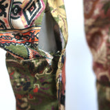 Zara Fringed Plunge Midi Dress Multicolor Printed Satin Size Small