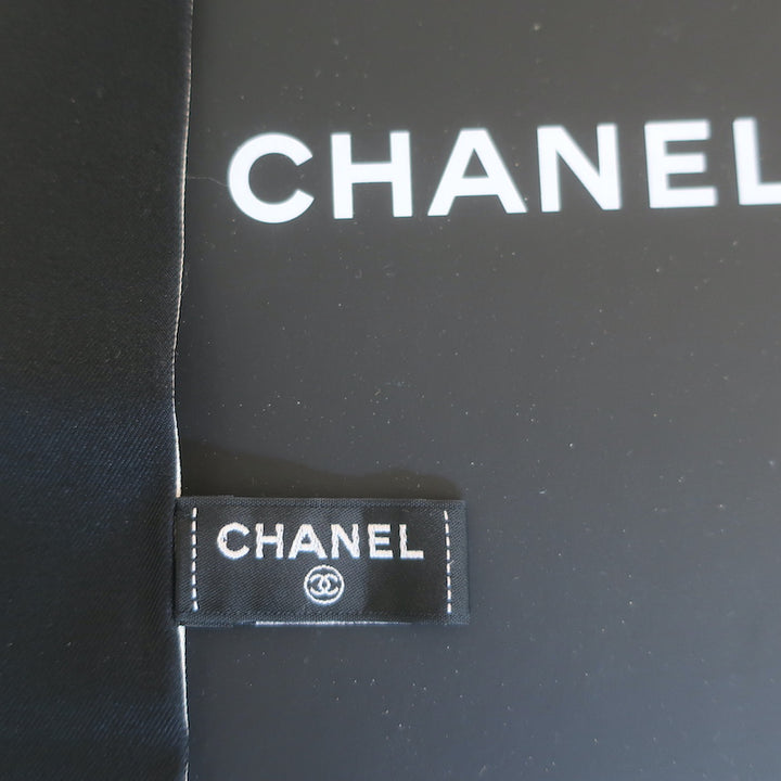 Chanel CC Pearl Print Silk Twilly Bandeau Scarf Black/Cream NEW