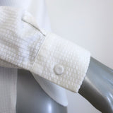 Harris Wharf London Coolmax Seersucker Shirt White Cotton-Blend Size 42