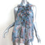 Zimmermann Winsome Ruffle Top Blue Floral Print Silk Size 1 Sleeveless Blouse