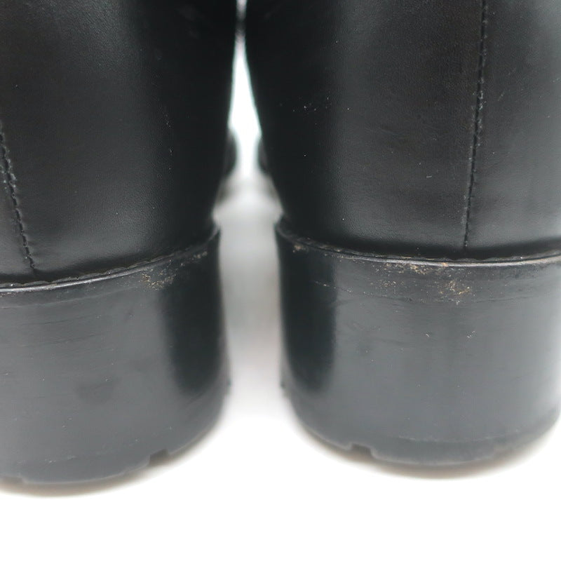 Valentino Floral Applique Combat Boots Black Leather Size 39.5