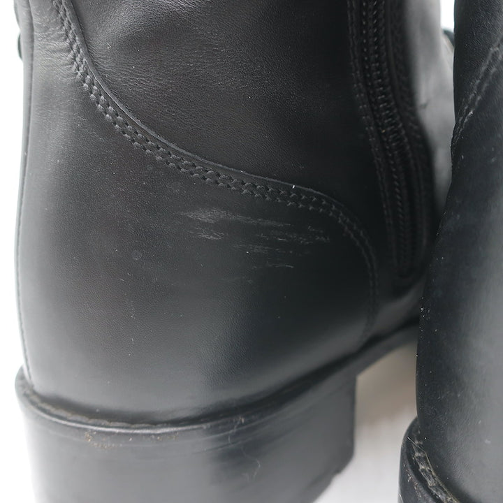 Valentino Floral Applique Combat Boots Black Leather Size 39.5