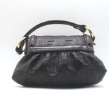 Fendi FF Zucca-Embossed Mini Chef Bag Dark Brown Leather
