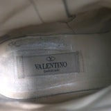 Valentino Floral Applique Combat Boots Black Leather Size 39.5