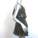 IRO One-Shoulder Ruffled Romper Payham Black/Gold Lurex Size 36 NEW