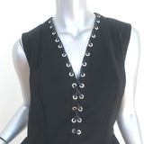 Altuzarra Lace-Up Sleeveless Peplum Dress Topi Black Crepe Size 40