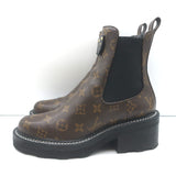 Louis Vuitton LV Beaubourg Ankle Boots Brown Monogram Canvas Size 38
