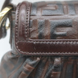 Fendi FF Zucca-Embossed Mini Chef Bag Dark Brown Leather