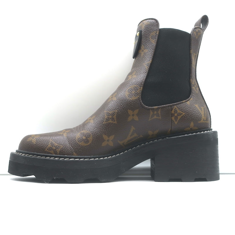 Louis Vuitton LV Beaubourg Ankle Boots Brown Monogram Canvas Size 38